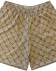 RF-Wear Men's Mesh Monogram Shorts in Tan/Brown