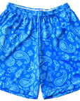RF Wear Men's Paisley Shorts = Sky Blue/White