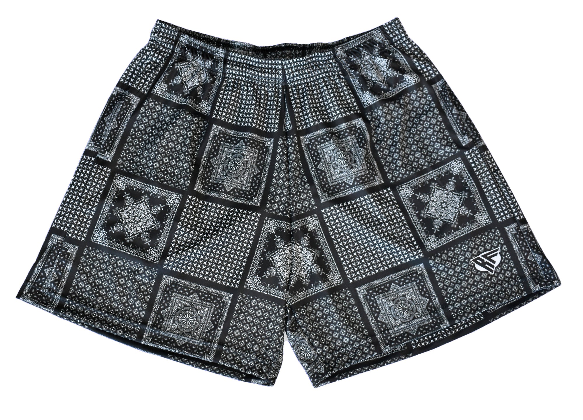 RF Wear Men's Bandana Patchwork Shorts - Black/White