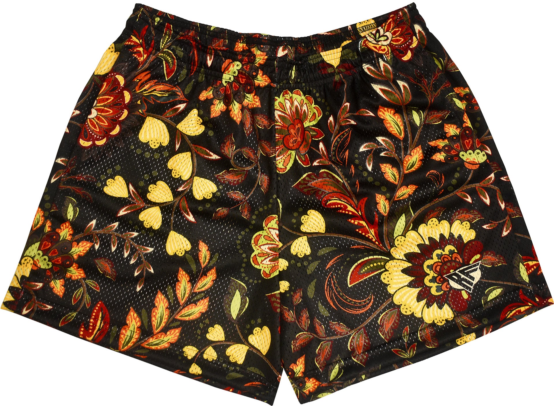 RF Wear Men's Mesh Floral 2.0 Shorts - Black/Orange/Yellow