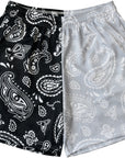 RF Mesh Split Paisley Shorts - Black/Silver/White - RFwear