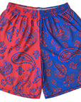 RF Mesh Split Paisley Shorts - Blue/Red - RFwear