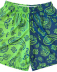 RF Mesh Split Paisley Shorts - Lime Green/Navy - RFwear