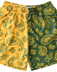 RF Mesh Split Paisley Shorts - Green/Gold - RFwear