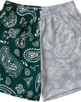 RF Men's Mesh Split Paisley Shorts - Green/Silver
