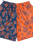 RF Mesh Split Paisley Shorts - Navy/Orange - RFwear