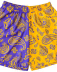 RF Mesh Split Paisley Shorts - Purple/Gold - RFwear