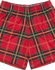RF Wear Men's Mesh Tartan Plaid Shorts - Red/Gold