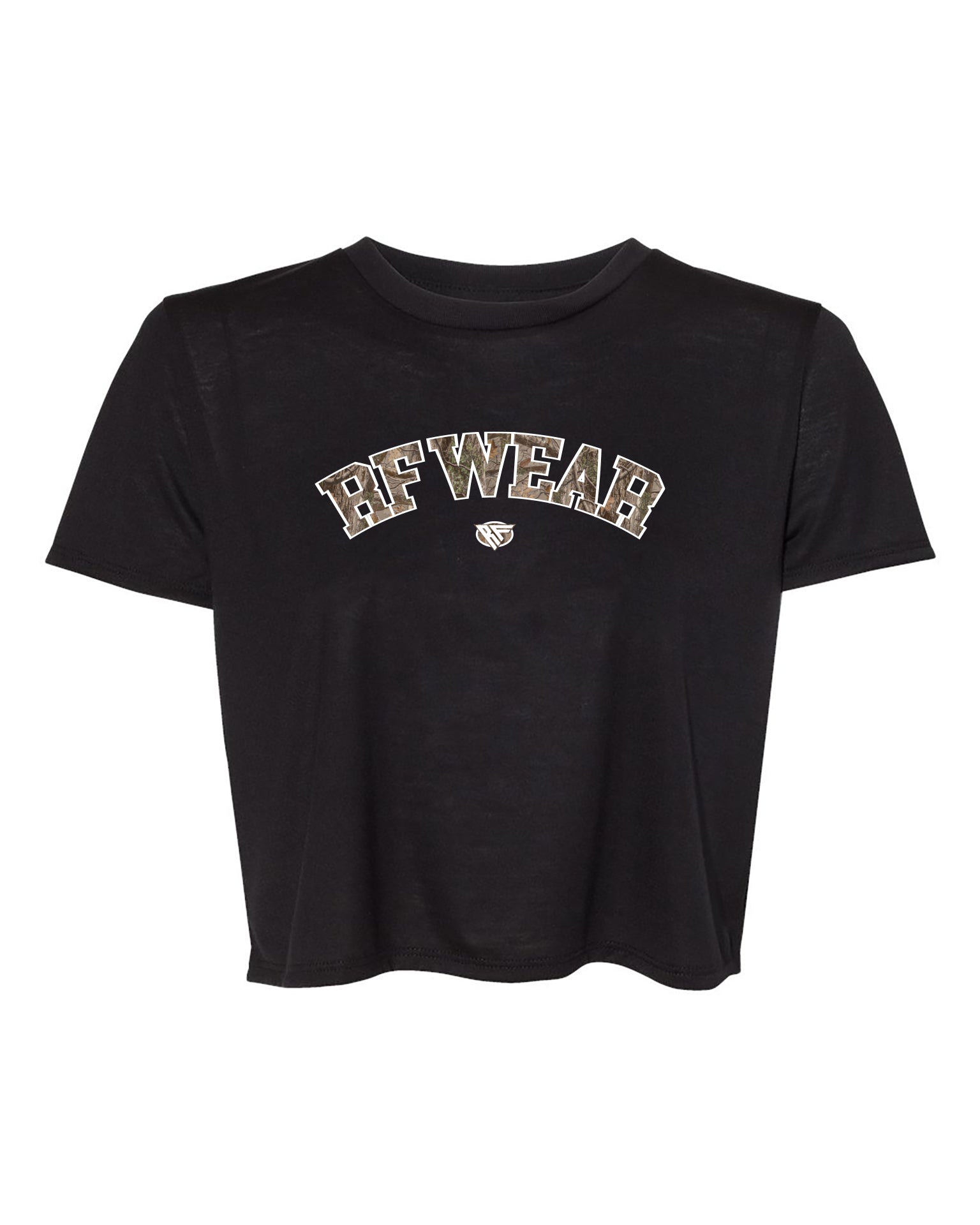RF Wear Women's Cropped Flowy Camo T-Shirt - Black