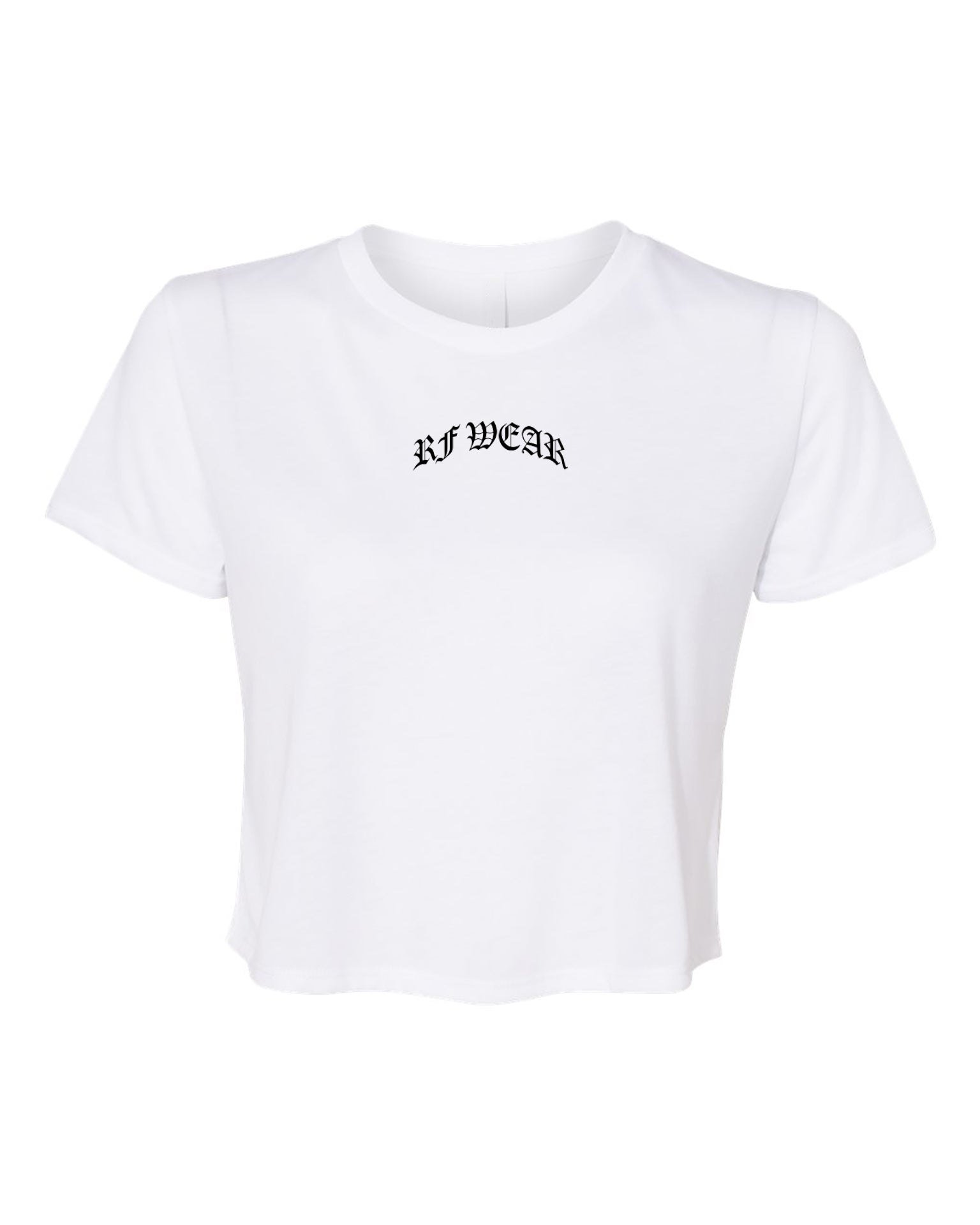RF Wear Women's Cropped Flowy Old English T-Shirt - White