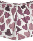 RF-Wear Women's Heart Shorts in White/Purple