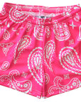 RF-Wear Women's Paisley Shorts in Fuchsia/White