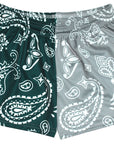 RF-Wear Women's Split Paisley Shorts in Green/Silver