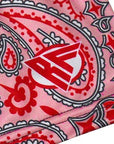 Close-up of RF-Wear Women's Bandana Shorts in Pink with RF logo