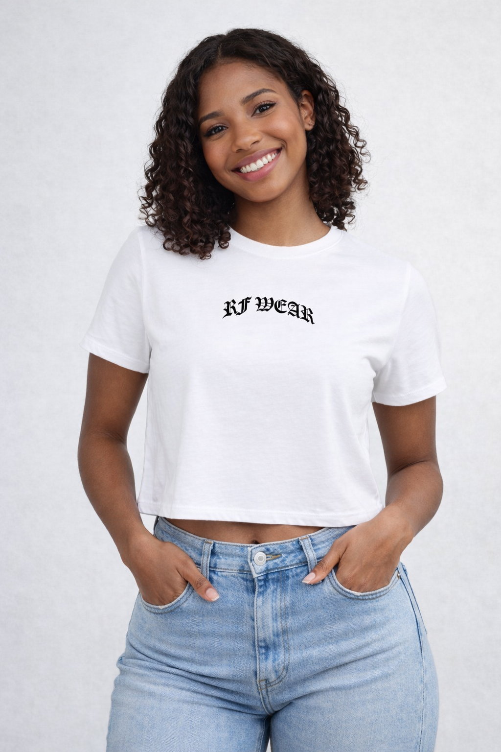 RF-Wear Women's Cropped Flowy Old English T-Shirt