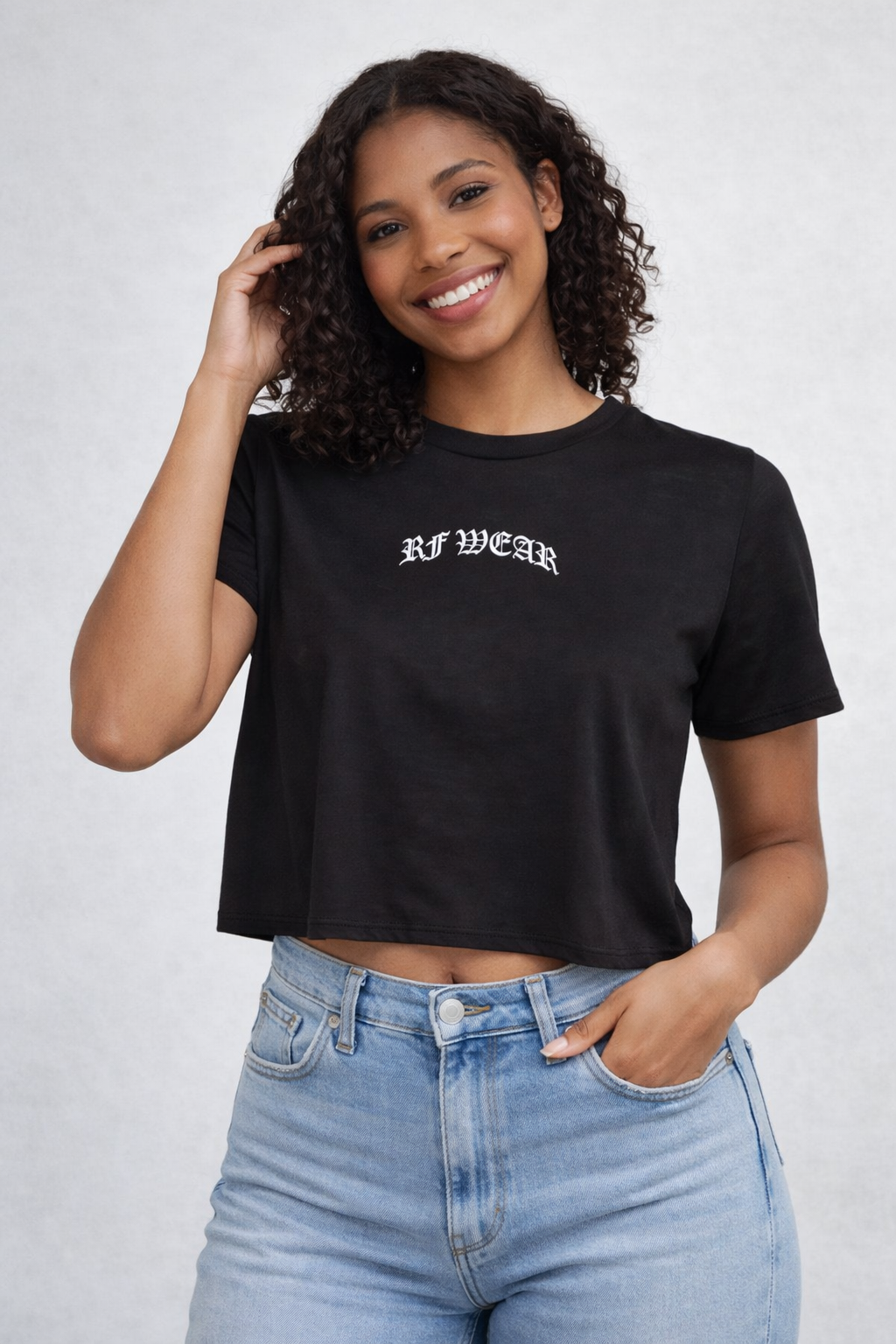 RF-Wear Women's Cropped Flowy Old English T-Shirt