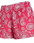 Women's Paisley Pocket Shorts - Fuchsia/White