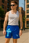 RF Wear Men's Graffiti Cross Shorts - Blue - Model Front View