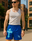 RF Wear Men's Graffiti Cross Shorts - Blue - Model Front View