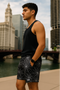 RF Wear Men's Spider Shorts - Black/white - Model Side View