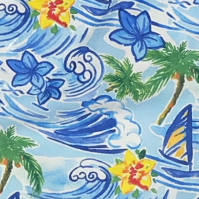 Close-up of RF-Wear Men's Hawaiian Shorts in Blue