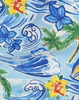 Close-up of RF-Wear Men's Hawaiian Shorts in Blue