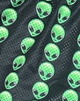 Close-up of RF-Wear  Men's Mesh Alien Shorts  in Black/Green