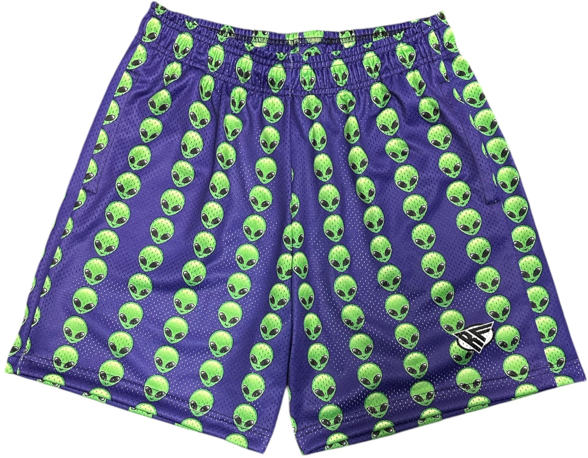 RF-Wear  Men's Mesh Alien Shorts in Purple / Green