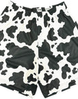 RF-Wear Men's Mesh Animal Print Shorts  - Cow - Black/White