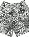 RF-Wear Men's Mesh Animal Print Shorts  - Mash-up - Black/White 