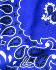 Close-up of RF-Wear Men's Mesh Bandana Shorts in blue. 