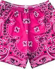 RF-Wear Men's Mesh Bandana Shorts in Fuchsia/White