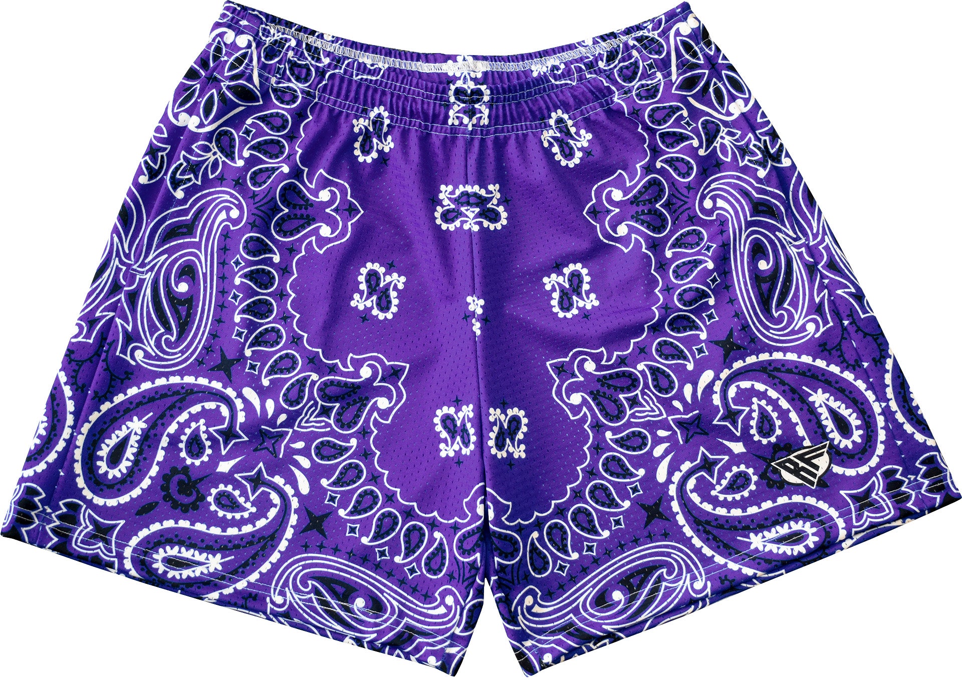 RF-Wear Men's Mesh Bandana Shorts in Purple. 