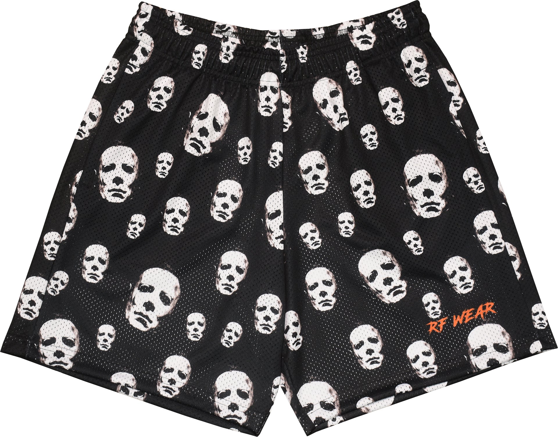 RF-Wear Men's Mesh Boogeyman Faces Shorts in Black/White