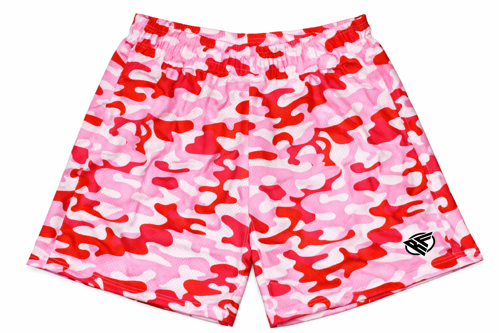 RF-Wear Men's Mesh Camo Shorts in Pink/Red