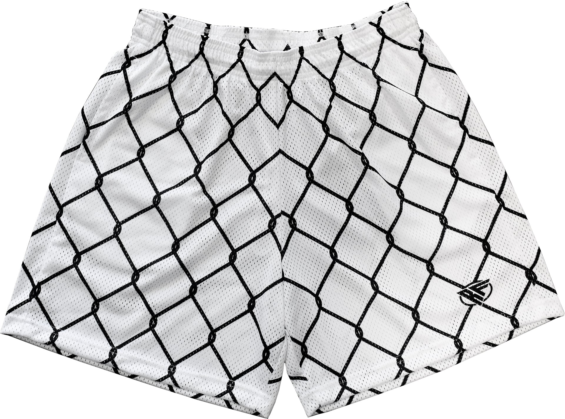 RF-Wear Men's Mesh Chain Link Shorts in White/Black