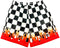 RF-Wear Men's Mesh Checkered Flame Shorts in Black/White Red Flames 