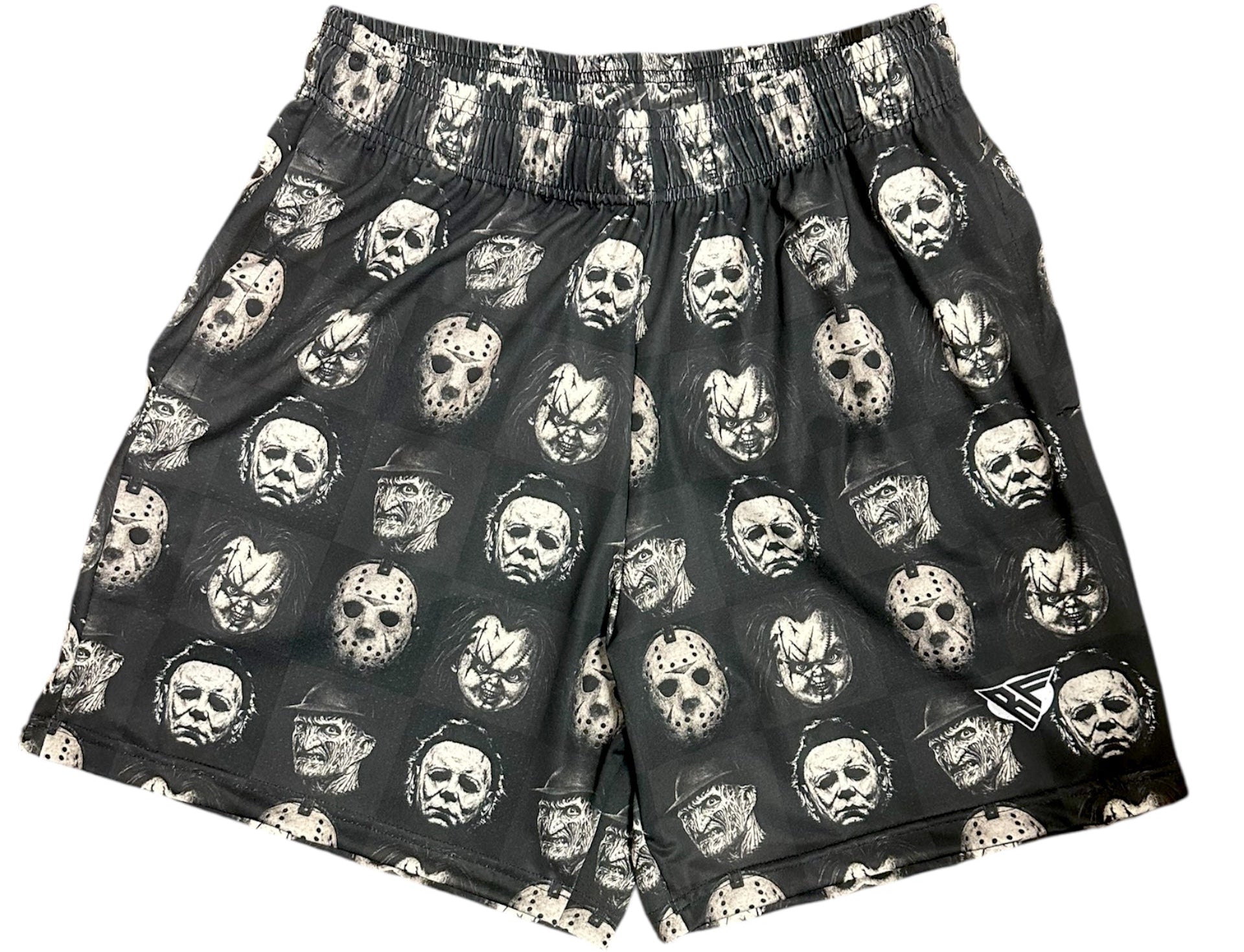 RF Wear Men's Mesh Checkered Horror Shorts - Black - Front