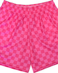 RF-Wear Men's Mesh Checkered Shorts in Fuchsia/Pink