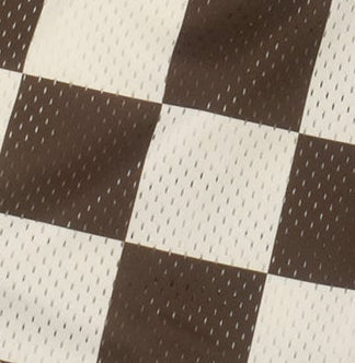 Close-up of RF-Wear Men's Mesh Checkered Shorts in Mocha/Cream 