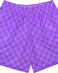 RF-Wear Men's Mesh Checkered Shorts in Purple