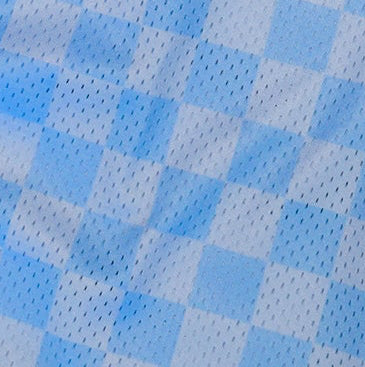 Close-up of RF-Wear Men's Mesh Checkered Shorts in Sky-Blue 