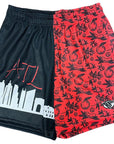 RF-Wear Men's Mesh Atlanta Cityscape Shorts in  Black/Red