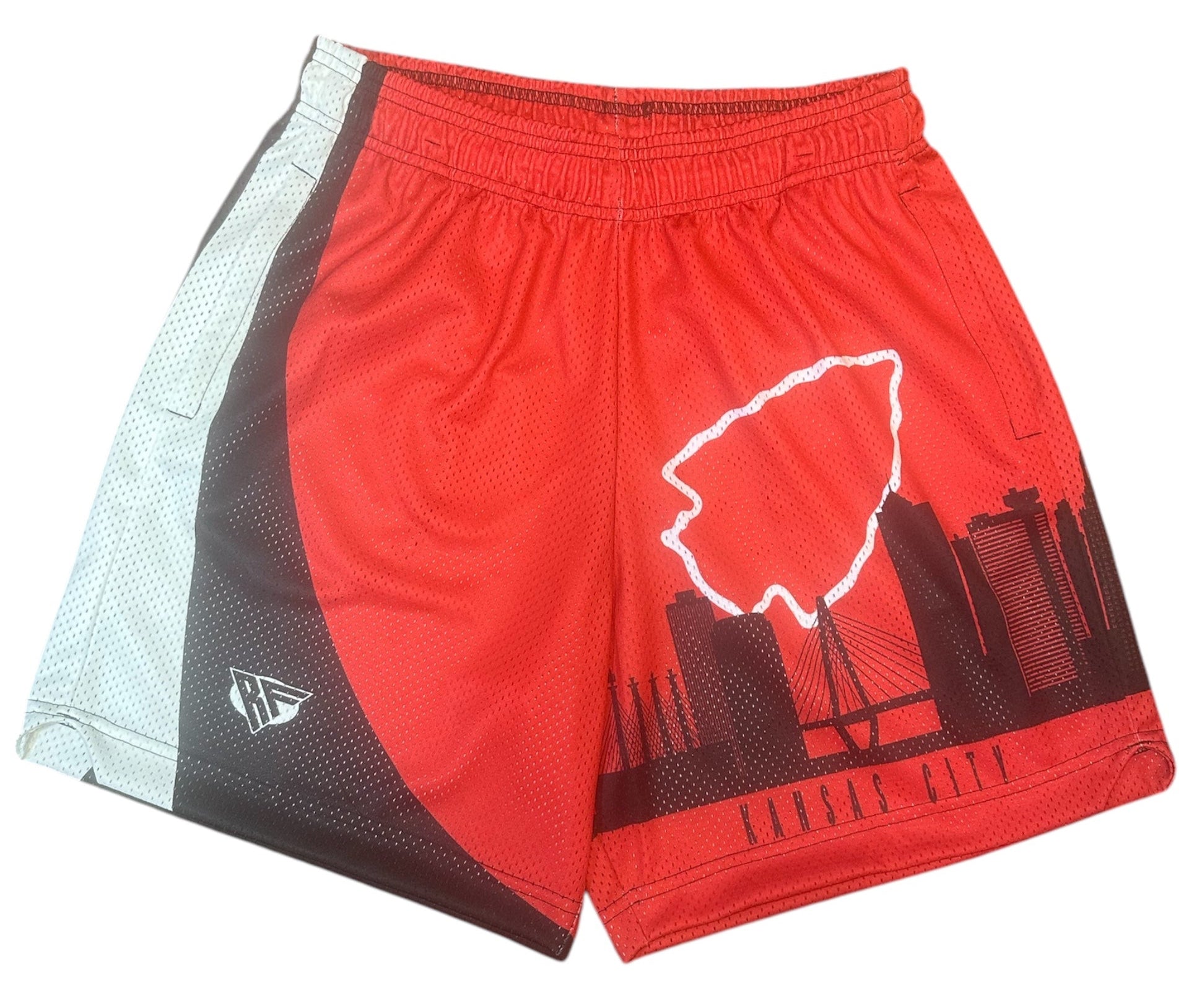 RF-Wear Men's Mesh Kansas City Cityscape Shorts in  Black/Red