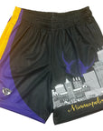 RF-Wear Men's Mesh Minneapolis Cityscape Shorts -  Black/Purple