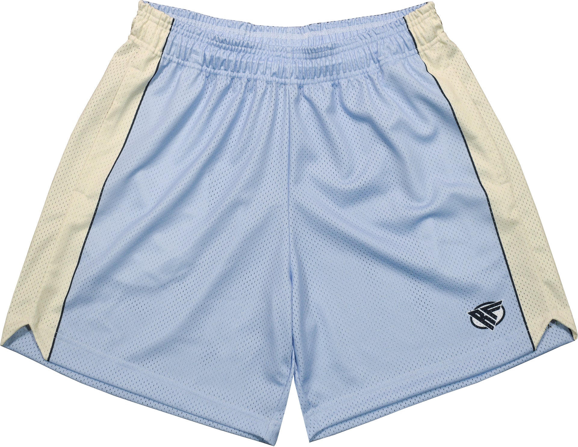 RF-Wear Men's Mesh Cream Stripe V-Cut Shorts in Blue 