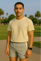 RF Wear Men's Mesh Cream Stripe V-Cut Shorts - Grey - Model Front View