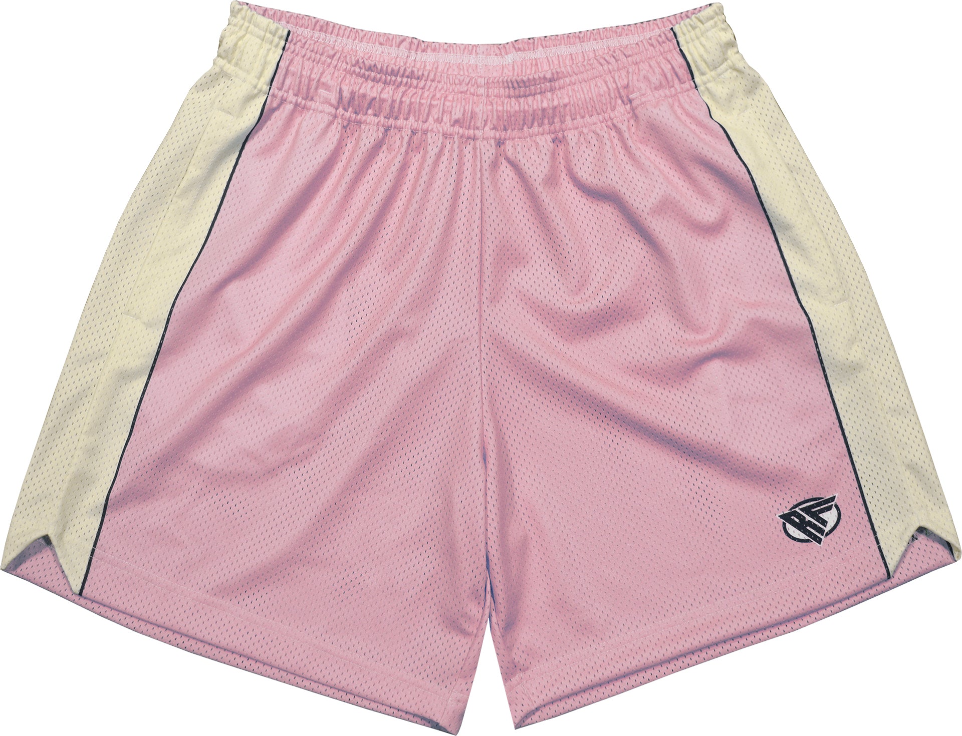 RF-Wear Men's Mesh Cream Stripe V-Cut Shorts in Pink