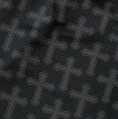 Close-up of RF-Wear Men's Mesh Cross 2.0 Shorts in Black