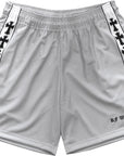RF-Wear Men's Mesh Cross Trim Shorts in Grey with Black Crosses Trim.